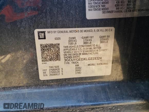 2020 Chevrolet Silverado 1500 LTZ с VIN 3GCUYGEDXLG319324, выставлен на аукционе Copart как лот 87757995 с пробегом 52 255 миль миль и Списание • Salvage title. История ставок и продаж доступна на DreamBid. Изображение 12.