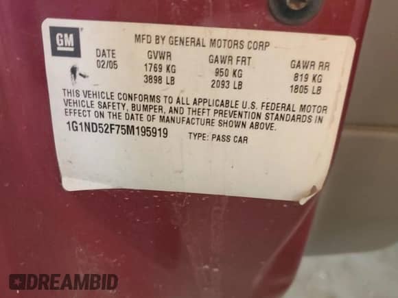 2005 Chevrolet Malibu Classic с VIN 1G1ND52F75M195919, выставлен на аукционе Copart как лот 85590824 с пробегом 202 182 миль миль и Списание • Salvage title. История ставок и продаж доступна на DreamBid. Изображение 14.