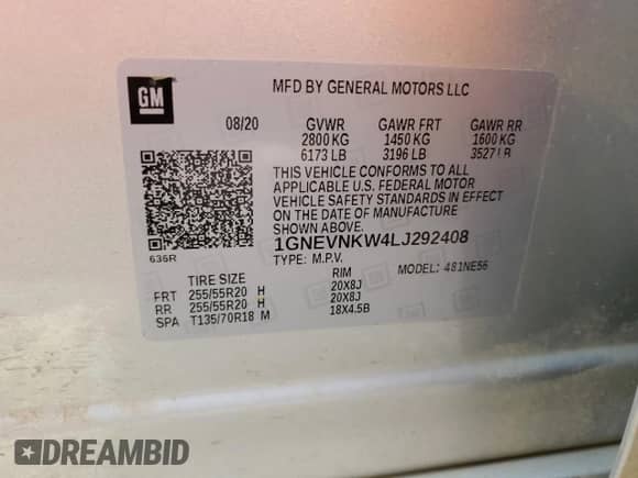 2020 Chevrolet Traverse High Country с VIN 1GNEVNKW4LJ292408, выставлен на аукционе Copart как лот 67825565 с пробегом 85 287 миль миль и Списание • Salvage title. История ставок и продаж доступна на DreamBid. Изображение 14.