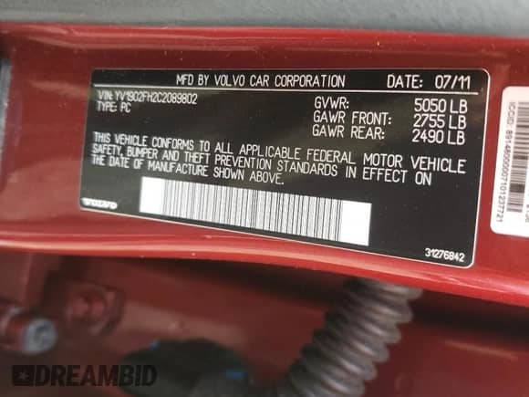 2012 Volvo S60 T6 с VIN YV1902FH2C2089802, выставлен на аукционе Copart как лот 84545735 с пробегом 150 535 миль миль и Списание • Salvage title. История ставок и продаж доступна на DreamBid. Изображение 13.