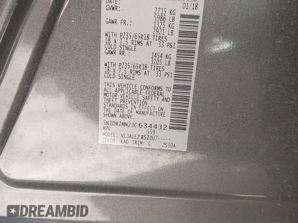 2018 Nissan Pathfinder SV с VIN 5N1DR2MN2JC634432, выставлен на аукционе IAAI как лот 43382579 с пробегом 152 328 миль миль и . История ставок и продаж доступна на DreamBid. Изображение 9.