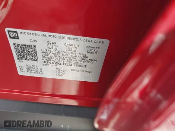 2025 Chevrolet Equinox FWD ACTIV с VIN 3GNAXKEG1SL260082, выставлен на аукционе IAAI как лот 42441773 с пробегом 881 миль миль и . История ставок и продаж доступна на DreamBid. Изображение 15.