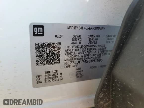 2025 Chevrolet Trax 2RS с VIN KL77LJEP4SC091595, выставлен на аукционе Copart как лот 69057045 с пробегом 13 034 миль миль и Списание • Salvage title. История ставок и продаж доступна на DreamBid. Изображение 13.