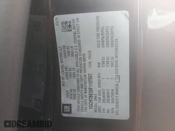 2015 Chevrolet Colorado 4WD LT z VIN 1GCHTBE39F1197567, wystawiony jako Copart lot #89695965 z przebiegiem 157 717 mil mil oraz Szkoda całkowita • Salvage title. Historia ofert i sprzedaży dostępna na DreamBid. Obrazek 12.