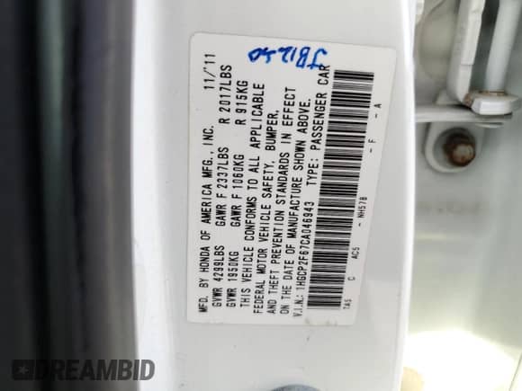 2012 Honda Accord SE z VIN 1HGCP2F67CA046943, wystawiony jako Copart lot #80106005 z przebiegiem 87 170 mil mil oraz Szkoda całkowita • Salvage title. Historia ofert i sprzedaży dostępna na DreamBid. Obrazek 12.