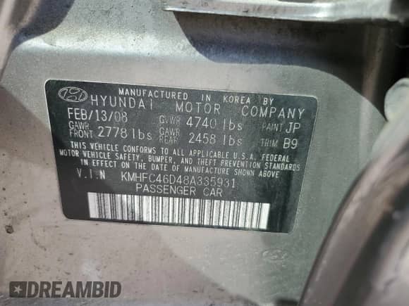 2008 Hyundai Azera GLS с VIN KMHFC46D48A335931, выставлен на аукционе Copart как лот 53896485 с пробегом 179 682 миль миль и Списание • Salvage title. История ставок и продаж доступна на DreamBid. Изображение 12.