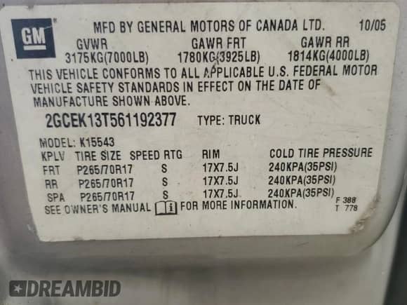 2006 Chevrolet Silverado 1500 LT3 z VIN 2GCEK13T561192377, wystawiony jako Copart lot #81331635 z przebiegiem 306 551 mil mil oraz Szkoda całkowita • Salvage title. Historia ofert i sprzedaży dostępna na DreamBid. Obrazek 12.