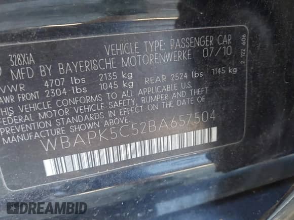 2011 BMW 3 Series 328i xDrive с VIN WBAPK5C52BA657504, выставлен на аукционе IAAI как лот 43458153 с пробегом Не указан миль и . История ставок и продаж доступна на DreamBid. Изображение 9.