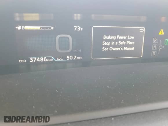 2019 Toyota Prius L Eco с VIN JTDKARFUXK3101195, выставлен на аукционе Copart как лот 82488755 с пробегом 37 486 миль миль и Списание • Salvage title. История ставок и продаж доступна на DreamBid. Изображение 9.