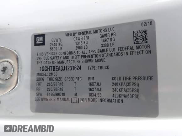 2018 Chevrolet Colorado 4WD Work Truck с VIN 1GCHTBEA3J1231624, выставлен на аукционе IAAI как лот 42029444 с пробегом 69 057 миль миль и . История ставок и продаж доступна на DreamBid. Изображение 9.