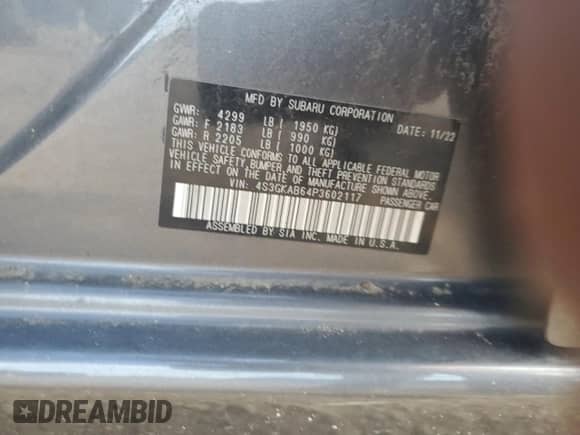 2023 Subaru Impreza с VIN 4S3GKAB64P3602117, выставлен на аукционе Copart как лот 70129225 с пробегом 23 696 миль миль и Списание • Salvage title. История ставок и продаж доступна на DreamBid. Изображение 12.