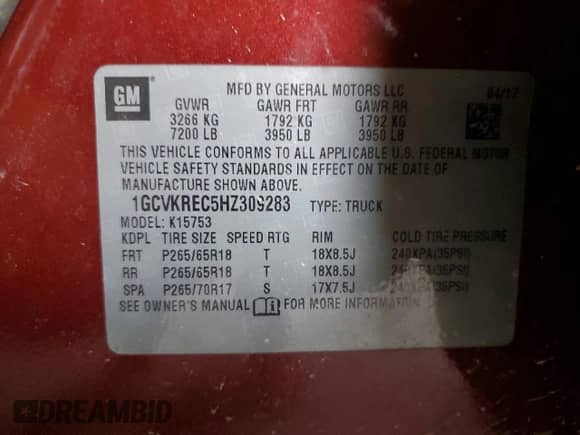 2017 Chevrolet Silverado 1500 LT с VIN 1GCVKREC5HZ309283, выставлен на аукционе Copart как лот 67209175 с пробегом 163 107 миль миль и Списание • Salvage title. История ставок и продаж доступна на DreamBid. Изображение 12.