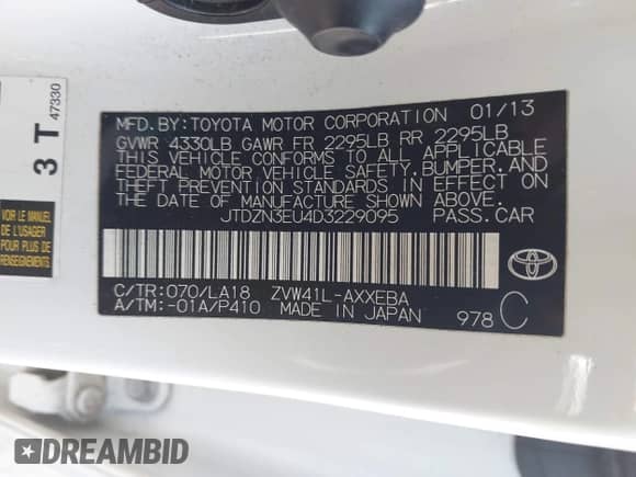 2013 Toyota Prius Two с VIN JTDZN3EU4D3229095, выставлен на аукционе IAAI как лот 42426497 с пробегом 80 809 миль миль и . История ставок и продаж доступна на DreamBid. Изображение 9.