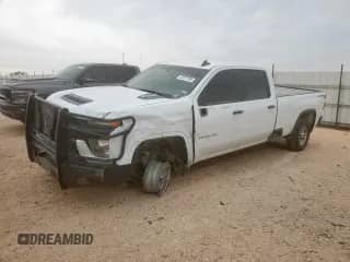 2022 Chevrolet Silverado 2500HD Work Truck z VIN 1GC4YLEY9NF291726, wystawiony jako Copart lot #57077295 z przebiegiem 100 050 mil mil oraz Szkoda całkowita • Salvage title. Historia ofert i sprzedaży dostępna na DreamBid. Obrazek 1.