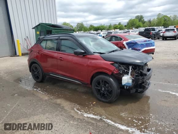 2022 Nissan Kicks SR with VIN 3N1CP5DV3NL490197, listed as a Copart auction lot 57020395 with 72,395 mi miles and Salvage title. Bid and sale history available at DreamBid. Image 4.