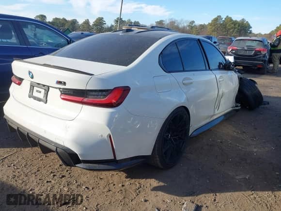 2024 BMW M3 Competition xDrive with VIN WBS43AY01RFS56024, listed as a IAAI auction lot 41339517 with 8,182 mi miles and . Bid and sale history available at DreamBid. Image 4.