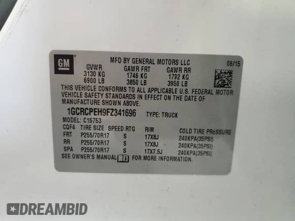 2015 Chevrolet Silverado 1500 Work Truck z VIN 1GCRCPEH9FZ341696, wystawiony jako Copart lot #81427405 z przebiegiem 147 719 mil mil oraz Szkoda całkowita • Salvage title. Historia ofert i sprzedaży dostępna na DreamBid. Obrazek 12.