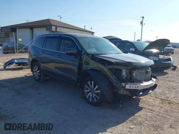 2021 Honda Pilot EX with VIN 5FNYF6H35MB031514, listed as a IAAI auction lot 43120692 with 38,285 mi miles and . Bid and sale history available at DreamBid. Image 1.