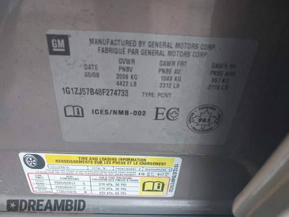 2008 Chevrolet Malibu 2LT с VIN 1G1ZJ57B48F274733, выставлен на аукционе IAAI как лот 42776343 с пробегом 137 189 миль миль и . История ставок и продаж доступна на DreamBid. Изображение 9.