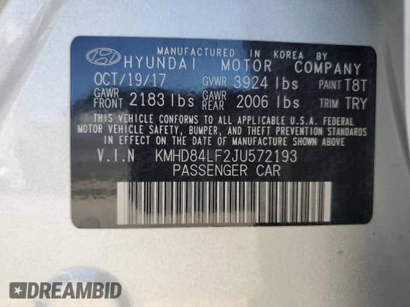 2018 Hyundai Elantra Limited с VIN KMHD84LF2JU572193, выставлен на аукционе Copart как лот 82140385 с пробегом 96 319 миль миль и Списание • Salvage title. История ставок и продаж доступна на DreamBid. Изображение 13.