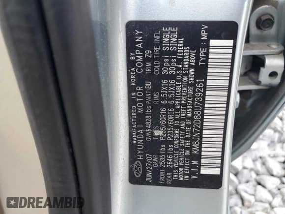 2008 Hyundai Tucson SE с VIN KM8JN72D88U739261, выставлен на аукционе Copart как лот 65199145 с пробегом 108 500 миль миль и Чистый • Clean title. История ставок и продаж доступна на DreamBid. Изображение 13.