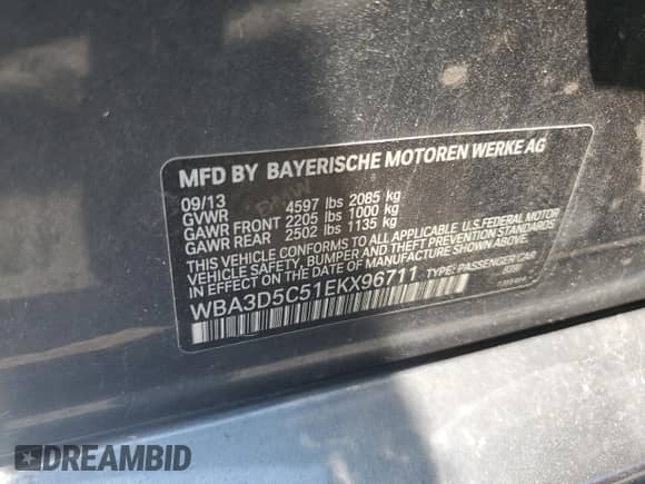 2014 BMW 3 Series 328d xDrive with VIN WBA3D5C51EKX96711, listed as a Copart auction lot 63532195 with 187,068 mi miles and Clean title. Bid and sale history available at DreamBid. Image 12.