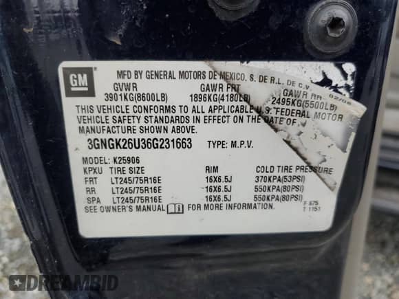 2006 Chevrolet Suburban LS z VIN 3GNGK26U36G231663, wystawiony jako Copart lot #86627644 z przebiegiem 211 264 mil mil oraz Szkoda całkowita • Salvage title. Historia ofert i sprzedaży dostępna na DreamBid. Obrazek 15.