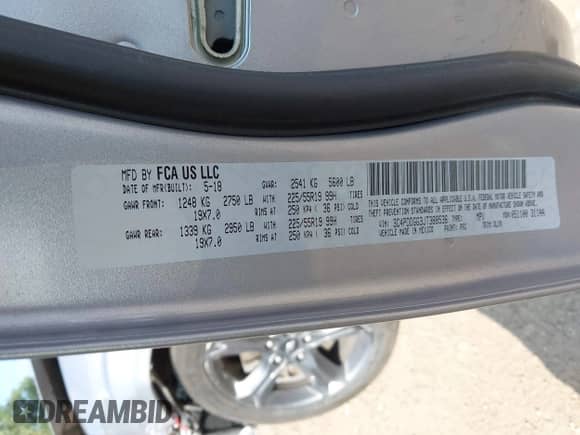 2018 Dodge Journey Crossroad with VIN 3C4PDDGG3JT388536, listed as a IAAI auction lot 42683292 with 92,914 mi miles and . Bid and sale history available at DreamBid. Image 9.