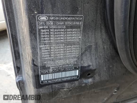 2008 Land Rover Range Rover Sport HSE z VIN SALSK25418A183224, wystawiony jako Copart lot #66883005 z przebiegiem 162 014 mil mil oraz Czysty tytuł • Clean title. Historia ofert i sprzedaży dostępna na DreamBid. Obrazek 13.