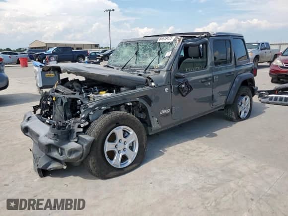 2021 Jeep Wrangler Unlimited Sport Altitude with VIN 1C4HJXDN0MW509619, listed as a Copart auction lot 66619475 with 54,606 mi miles and Salvage title. Bid and sale history available at DreamBid. Image 1.