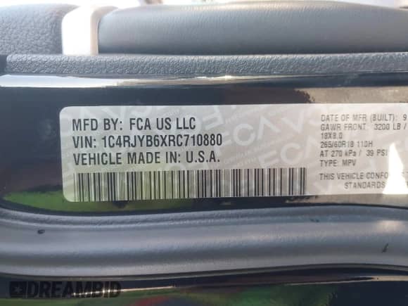 2024 Jeep Grand Cherokee с VIN 1C4RJYB6XRC710880, выставлен на аукционе IAAI как лот 43550812 с пробегом 73 819 миль миль и . История ставок и продаж доступна на DreamBid. Изображение 9.