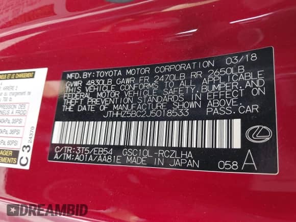 2018 Lexus RC 350 с VIN JTHHZ5BC2J5018533, выставлен на аукционе IAAI как лот 41639355 с пробегом 68 657 миль миль и . История ставок и продаж доступна на DreamBid. Изображение 9.