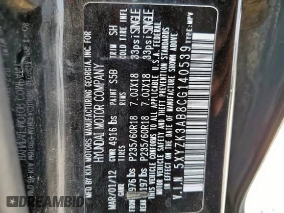 2012 Hyundai Santa Fe Limited с VIN 5XYZK3AB8CG140539, выставлен на аукционе Copart как лот 80707075 с пробегом 199 360 миль миль и Списание • Salvage title. История ставок и продаж доступна на DreamBid. Изображение 13.