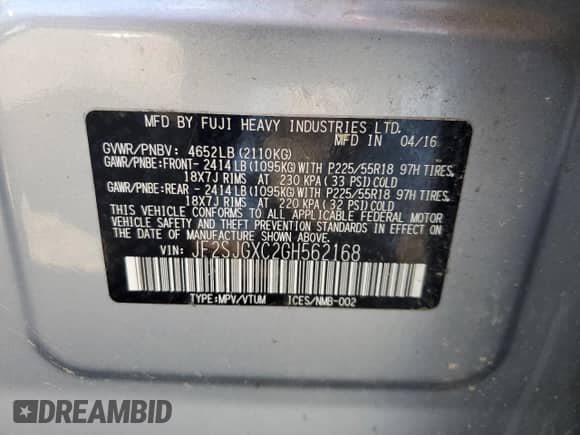 2016 Subaru Forester XT Touring z VIN JF2SJGXC2GH562168, wystawiony jako Copart lot #67938095 z przebiegiem 82 922 mil mil oraz Szkoda całkowita • Salvage title. Historia ofert i sprzedaży dostępna na DreamBid. Obrazek 12.