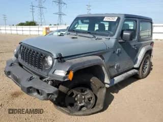 2024 Jeep Wrangler Sport S с VIN 1C4PJXAN3RW112039, выставлен на аукционе Copart как лот 61042345 с пробегом 2 570 миль миль и Списание • Salvage title. История ставок и продаж доступна на DreamBid. Изображение 1.