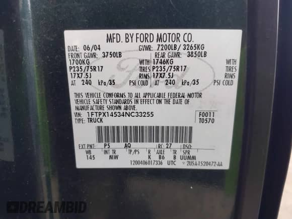 2004 Ford F-150 XLT с VIN 1FTPX14534NC33255, выставлен на аукционе IAAI как лот 43437473 с пробегом 132 937 миль миль и . История ставок и продаж доступна на DreamBid. Изображение 9.