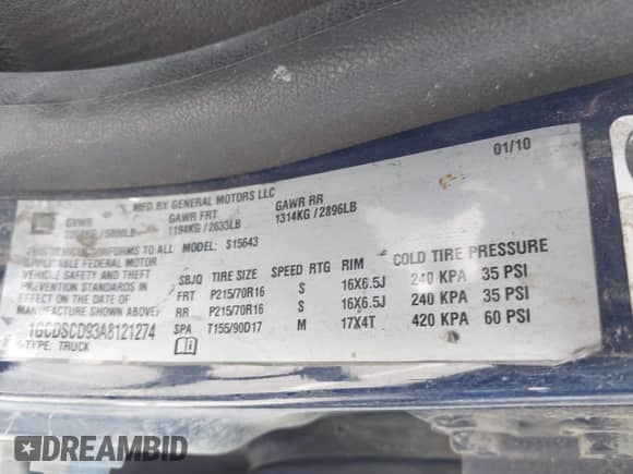 2010 Chevrolet Colorado 1LT z VIN 1GCDSCD93A8121274, wystawiony jako IAAI lot #42386168 z przebiegiem Nie podano mil oraz . Historia ofert i sprzedaży dostępna na DreamBid. Obrazek 9.