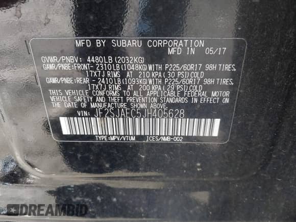 2018 Subaru Forester Premium z VIN JF2SJAEC5JH405628, wystawiony jako IAAI lot #43463543 z przebiegiem 106 481 mil mil oraz . Historia ofert i sprzedaży dostępna na DreamBid. Obrazek 9.