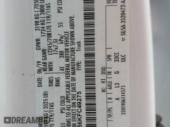 2019 Ford F-150 XL с VIN 1FTFW1E56KFC49275, выставлен на аукционе Copart как лот 68050825 с пробегом 75 997 миль миль и Чистый • Clean title. История ставок и продаж доступна на DreamBid. Изображение 12.