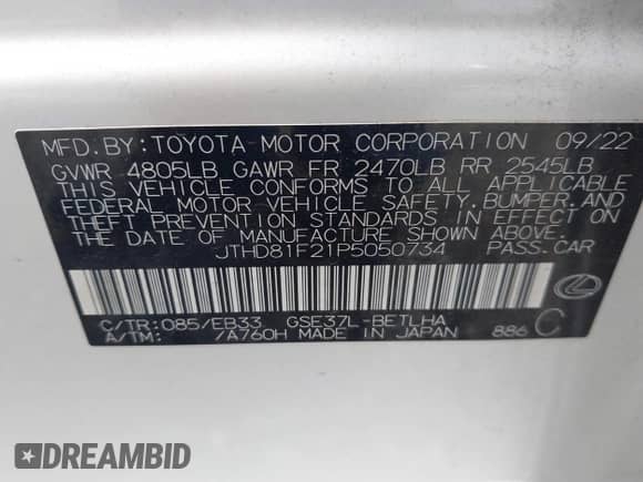 2023 Lexus IS 300 z VIN JTHD81F21P5050734, wystawiony jako IAAI lot #42464046 z przebiegiem 25 957 mil mil oraz . Historia ofert i sprzedaży dostępna na DreamBid. Obrazek 9.