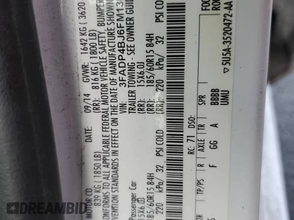 2015 Ford Fiesta SE z VIN 3FADP4BJ6FM136249, wystawiony jako Copart lot #90844195 z przebiegiem 133 405 mil mil oraz Szkoda całkowita • Salvage title. Historia ofert i sprzedaży dostępna na DreamBid. Obrazek 12.