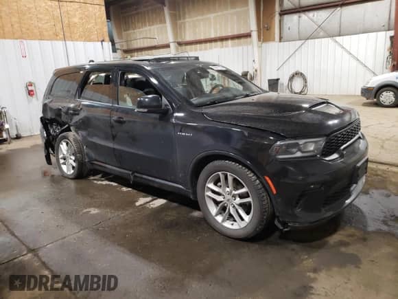 2021 Dodge Durango R/T with VIN 1C4SDJCT1MC573728, listed as a Copart auction lot 60901185 with 57,039 mi miles and Salvage title. Bid and sale history available at DreamBid. Image 4.