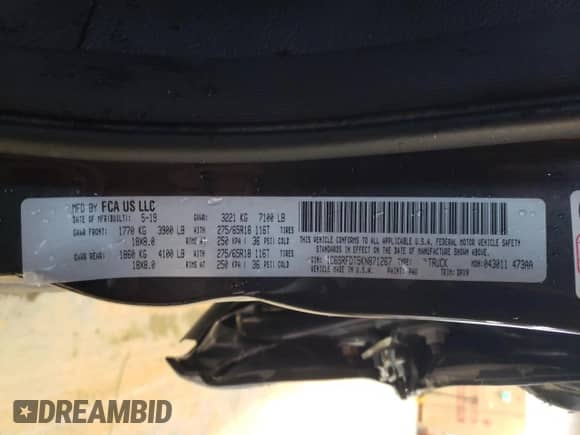 2019 Ram 1500 Laramie z VIN 1C6SRFDT5KN871267, wystawiony jako Copart lot #49915375 z przebiegiem 124 351 mil mil oraz Szkoda całkowita • Salvage title. Historia ofert i sprzedaży dostępna na DreamBid. Obrazek 12.