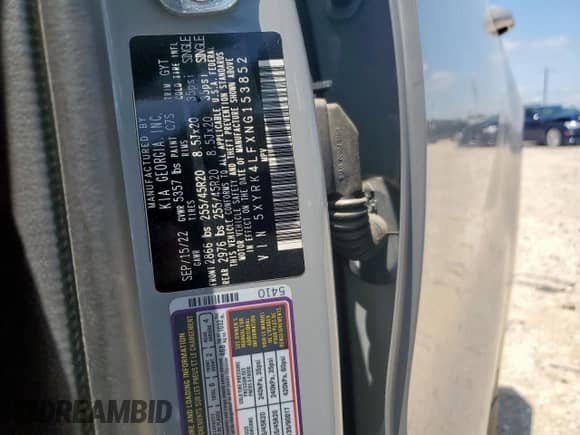 2022 Kia Sorento SX with VIN 5XYRK4LFXNG153852, listed as a Copart auction lot 57957105 with 78,028 mi miles and Salvage title. Bid and sale history available at DreamBid. Image 14.