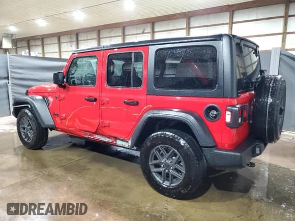2024 Jeep Wrangler Sport S z VIN 1C4PJXDN5RW284259, wystawiony jako Copart lot #81069355 z przebiegiem 26 721 mil mil oraz Czysty tytuł • Clean title. Historia ofert i sprzedaży dostępna na DreamBid. Obrazek 2.