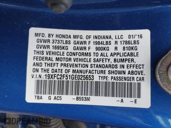 2016 Honda Civic LX с VIN 19XFC2F51GE025653, выставлен на аукционе IAAI как лот 43398353 с пробегом 29 387 миль миль и . История ставок и продаж доступна на DreamBid. Изображение 9.