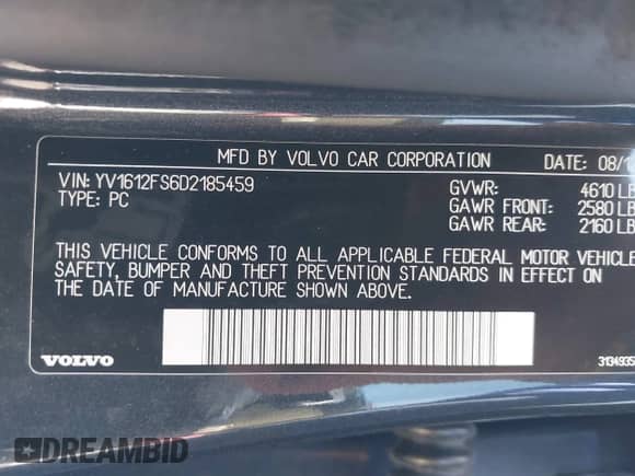 2013 Volvo S60 T5 Premier z VIN YV1612FS6D2185459, wystawiony jako IAAI lot #43140809 z przebiegiem 167 059 mil mil oraz . Historia ofert i sprzedaży dostępna na DreamBid. Obrazek 9.