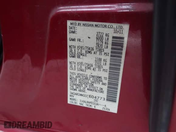 2012 Nissan Pathfinder S с VIN 5N1AR1NN1CC604773, выставлен на аукционе IAAI как лот 42338917 с пробегом 193 164 миль миль и . История ставок и продаж доступна на DreamBid. Изображение 9.