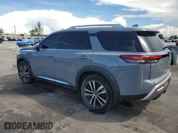 2023 Nissan Pathfinder Platinum z VIN 5N1DR3DK9PC215868, wystawiony jako Copart lot #81480735 z przebiegiem 38 188 mil mil oraz Szkoda całkowita • Salvage title. Historia ofert i sprzedaży dostępna na DreamBid. Obrazek 2.