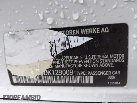 2013 BMW 3 Series 320i z VIN WBA3B1C59DK129009, wystawiony jako IAAI lot #41727979 z przebiegiem 94 763 mil mil oraz . Historia ofert i sprzedaży dostępna na DreamBid. Obrazek 9.